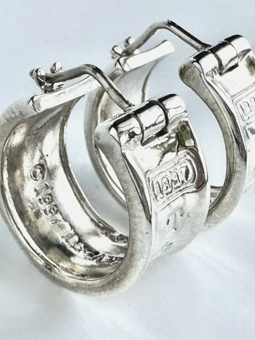 Vintage Tiffany & Co 1837 Sterling Silver Hoop Earrings 925 © 1997 Wide Huggie